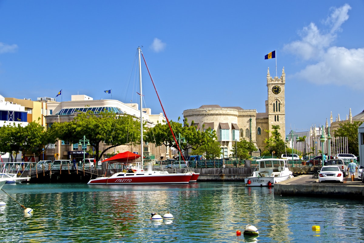 A fishing boat moored in the careenage, Bridgetown, Barbados